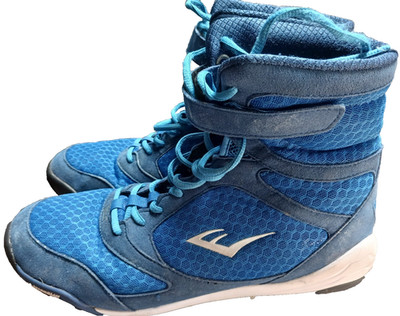 EVERLAST PRO ELITE HIGH TOP BOXING SHOES MEN'S SIZE 13.5 BLUE MICHELIN SOLES!!!