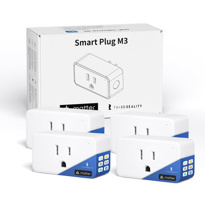 THIRDREALITY Smart Plug M3 4 Pack,Matter over Wifi,15A/1800W Max,Etl Certified,C
