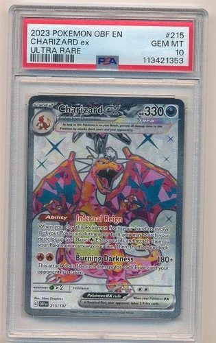 2023 POKEMON OBSIDIAN FLAMES EN ULTRA RARE CHARIZARD EX #215 PSA 10 GEM MINT