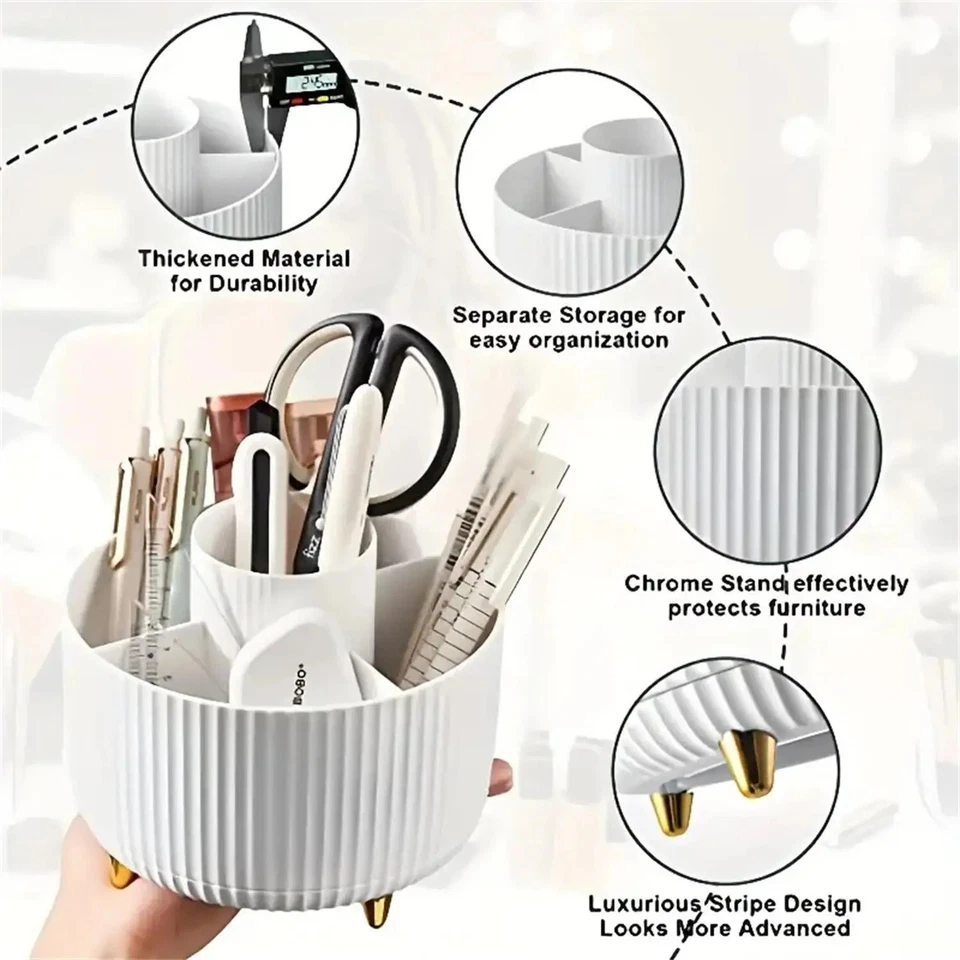 360° Rotating Makeup Organizer – Multi-Functional Brush & Cosmetic Holder - Image 2 of 4