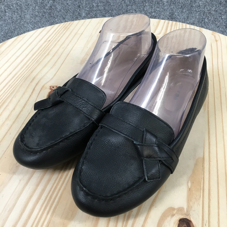 Zapatos Lands End para mujer 7,5 D informales sin cordones cómodos mocasines planos de cuero negro Foto 3 de 4