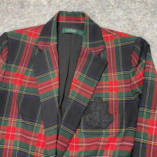Lauren Ralph Lauren Tartan Crest Twill Plaid Blazer Size 8