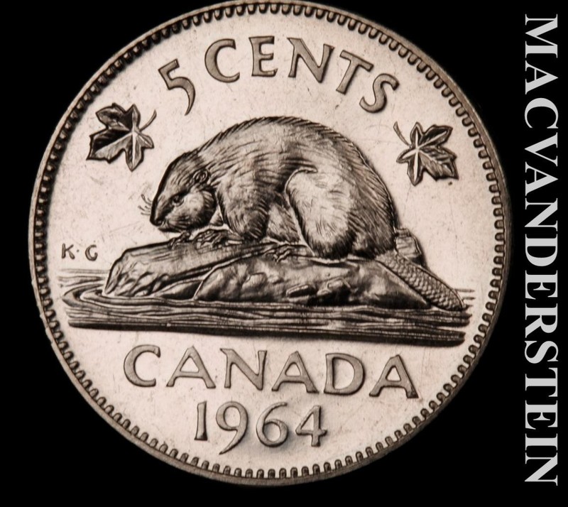 Canada: 1964 Five Cents - Choice Gem Brilliant Unc  Proof-Like  #L6283