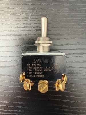 McGill Toggle Switch 3Pdt (3) Position with Positive Stop at Center 0140-3023N
