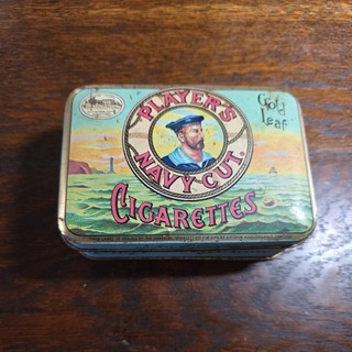 VTG Players Navy Cut Cigarette Tin MidCentury Very Good Condition