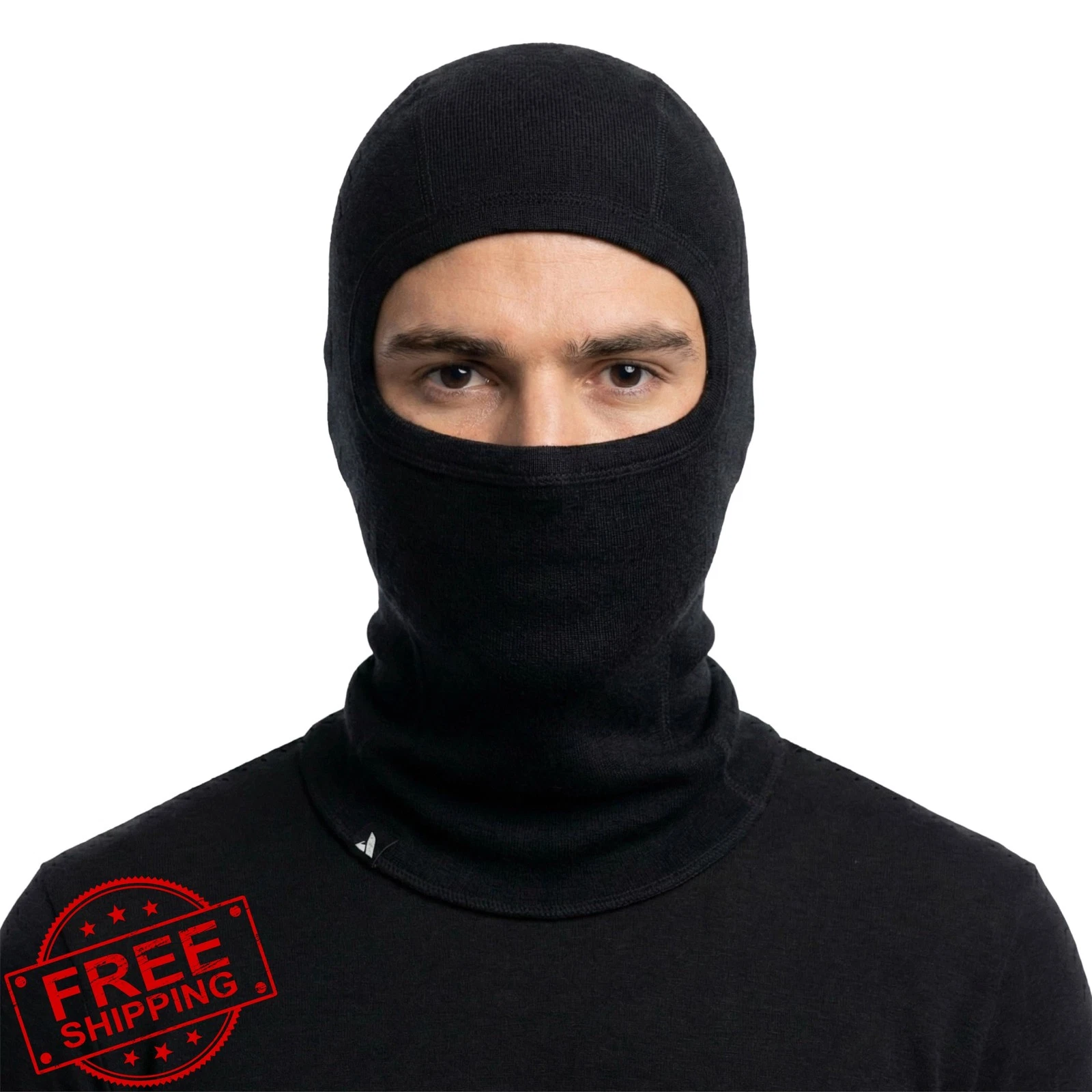 Janus Wool Norse Merino Balaclava Face Mask Windproof Liner Black