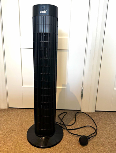 Ansio Black Tower Fan Remote Control, Oscillation, 4hr Timer 96cm 40W
