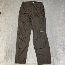 Nike Track Pants Mens Medium Black Drawstring Waist Ankle Zip Logo Windbreaker