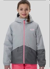 Youth Girls Waterproof Jacket Size 8 Gray With Pink Accent