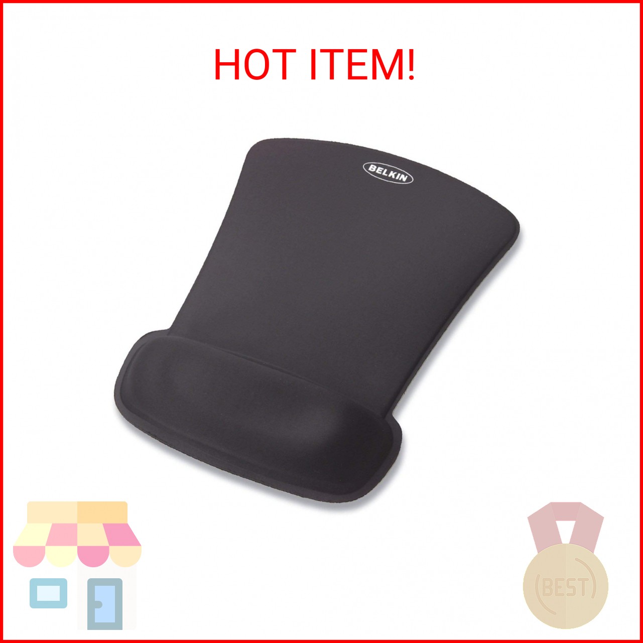 Belkin WaveRest Gel Mouse Pad, Black (F8E262-BLK), 1 Pack