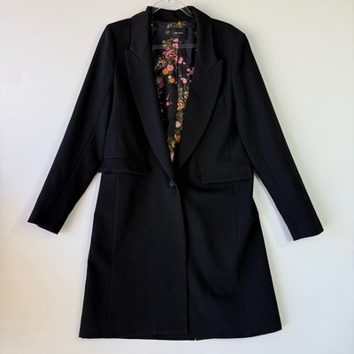 Isabel Marant Wool Coat Womens 42 Black Excellent Floral Lining Tailored Fitted