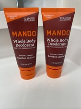 2 Pack Mando Whole Body Invisible Cream Deodorant 72 Hour Cont Bourbon Leather