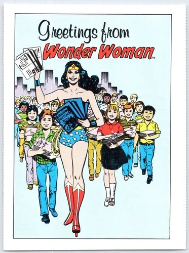 1981 DC Comics Wonder Woman & Kids Superhero Postcard Book Vintage Comic Art