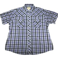 Wrangler VTG Purple Shadow Plaid Flannel Pearlized Snaps Western Cowboy Shirt L