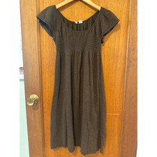 Moth dress XS brown angora cashmere cotton rayon nylon flutter empire stretch
