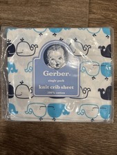 Gerber 100 Percent Cotton Baby Toddler Crib Sheet NWT Whales Motif Boys