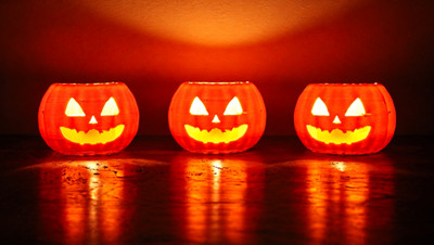 Halloween Kürbis 3er Set   3D Druck Deko für LED-Teelichter
