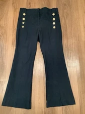 Derek Lam 10 Crosby Robertson Black Flared Legs Sailor Stretch Trousers 12