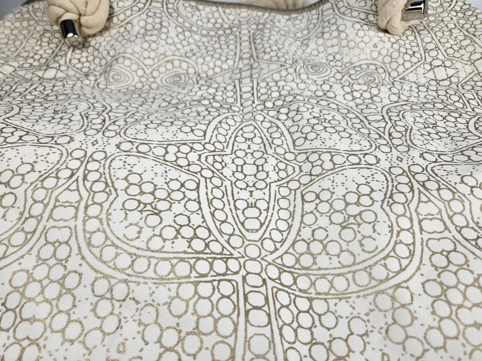 Donna Dixon Large Rope Handle Off-White & Gold Canvas Tote Bag - Image 2 of 4