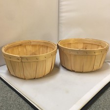 Woven Wood Baskets Set of 2 Unisex OS Tan Rustic Farmhouse Storage Fruit Round