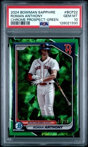 2024 Bowman Sapphire Roman Anthony Green Refractor /99#BCP-22 Red Sox - PSA 10