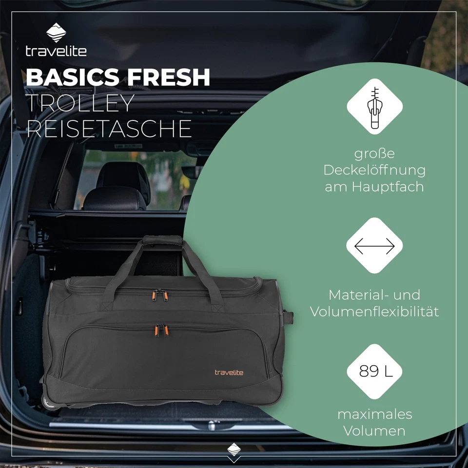 Trolley Reisetasche mit Rollen Sporttasche Basics Fresh Weichgepäck Rolltasch... - Bild 2 von 4