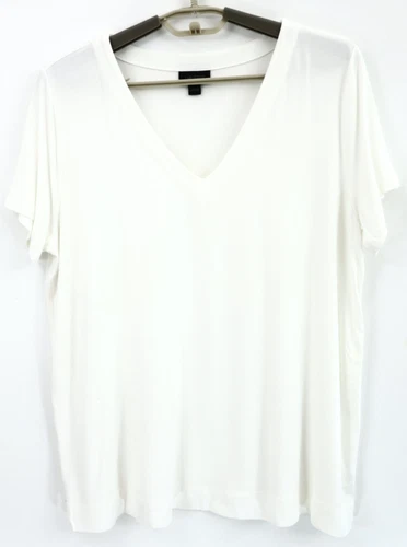 J JILL WEAREVER COLLECTION Women's Rayon T-Shirt Short Sleeve Cream White Size L