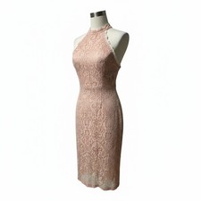 Akira Pink Lace Halter Bodycon Dress Sleeveless Formal Party Cocktail Small