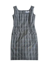 Clotilde Womens Sz 4 Dress Tartan Plaid Checkered 100% Cotton Overall Sleeveless