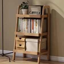 100% Solid Oak 3 Tier Ladder Shelf, Small Bookshelf, Ladder Bookshelf, Bookca...