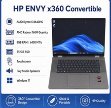 HP OmniBook X Flip 16" 2-in-1 Touch Screen  Ryzen 5 8640HS,w/Ra 8GB/512GB SSD 