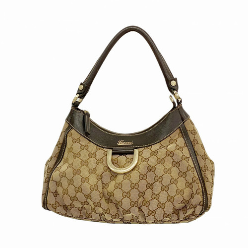 Gucci GG Canvas Handbag Brown Champagne Gold Used 190525