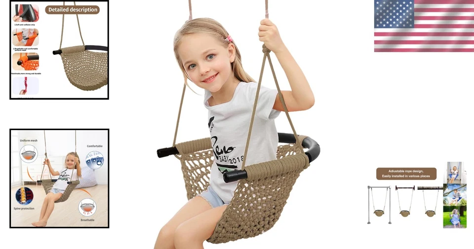 Asiento columpio portátil para niños pequeños con tiras suaves anticolisión Foto 2 de 4