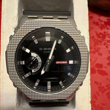 Casio G-SHOCK Octagon Analog-Digital Watch, Black Dial, Silver, 200m WR