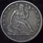 1858 O Seated Liberty Half Ch. EF+ / Very Little Wear, Problem-Free Type Coin.