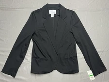 NWT Bar III Blazer Womens Size Large Black Long Sleeve Open Front MSRP $79