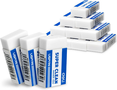 Deli Pencil Erasers, Pencil Eraser, 10 Pack, White Erasers, Erasers for Drawing,
