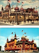 2~Postcards Mitchell, SD South Dakota  CORN PALACE ca1940's Linen & 50's Chrome