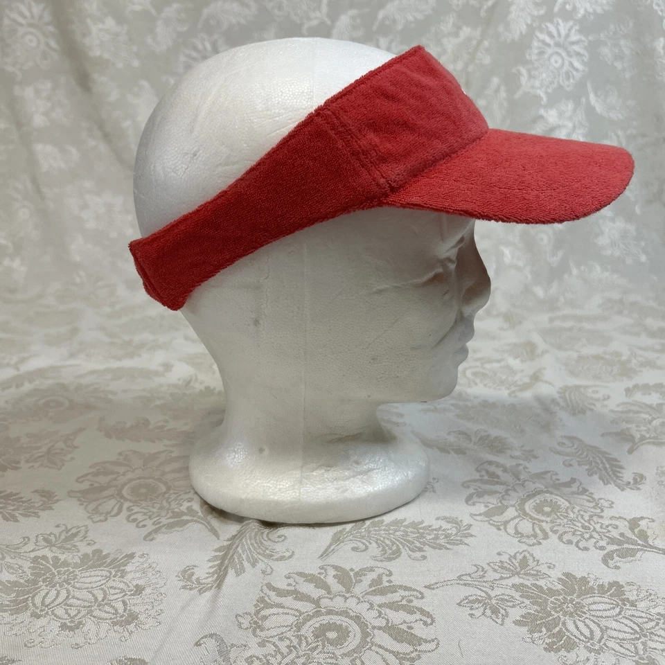 DE COLECCIÓN Nike Visera Sombrero Gorra Coral-Rojo Elástico Espalda Mujer Terry Paño Y2K Foto 3 de 4