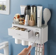 Toothbrush Holder Wall Mounted Automatic Toothpaste Dispenser Squeezer