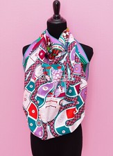 NEW HERMES 90 36" LE TOUR DU MONDE EN 63 CASE w/ DICE MAUVE SILK TWILL SCARF t98