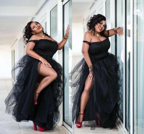 Sexy Black Plus Size Prom Dresses Split 