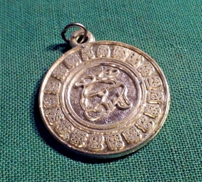 Astrological Zodiac of MAYAN CALENDAR Pendant Charm Matis Silver-Tone Metal