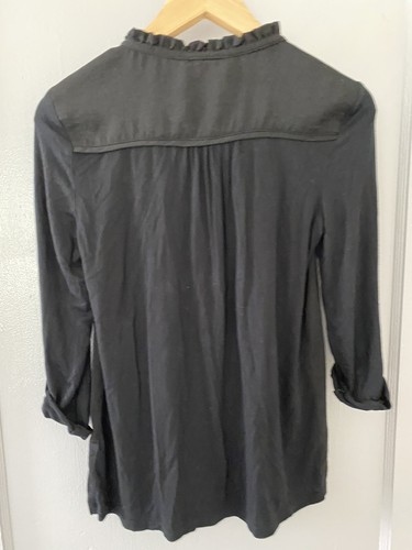 Anthropologie Meadow Rue Lightweight Black Roll Up Long Sleeve Top Sz XS - Picture 4 of 4