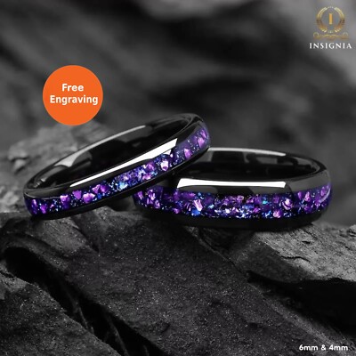 The Stardust   Alexandrite & Sandstone His and Hers Wedding/Engagement Ring Set