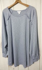 LC Lauren Conrad Raglan Sleeve Top Ruffle Detail Womens 3X Peri Falls Soft NEW