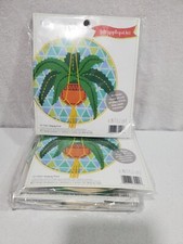 Lot Of 4 Dimensions Felt Applique Kit Hanging Plant 6" Thread Felt Hoop Needle