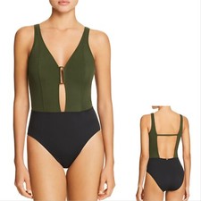 New AMORESSA MIRACLESUIT Size 10 Colorblock One-Piece Swimsuit Retail 174