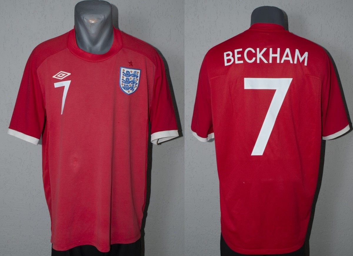 2010-11 イングランド代表AWAY サイズ38 #18 BECKHAM England Beckham Jersey 2010 World Cup Football Mens Umbro Away