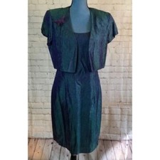 Molly Malloy Evenings Sleeveless Dress & Jacket Iridescence Blue Purple Size 8